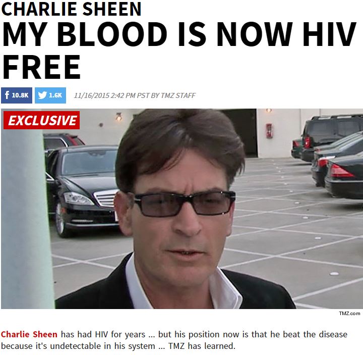 Charlie Sheen kigyógyult a HIV fertőzésből