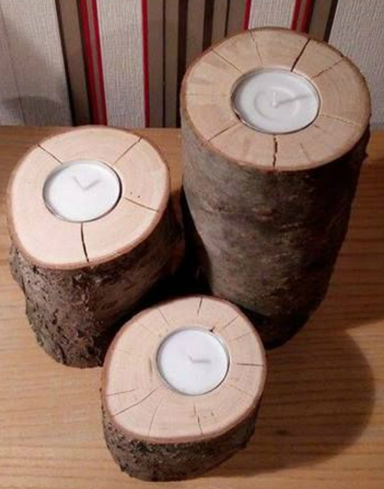 Hangulatos gyertyatartó fából