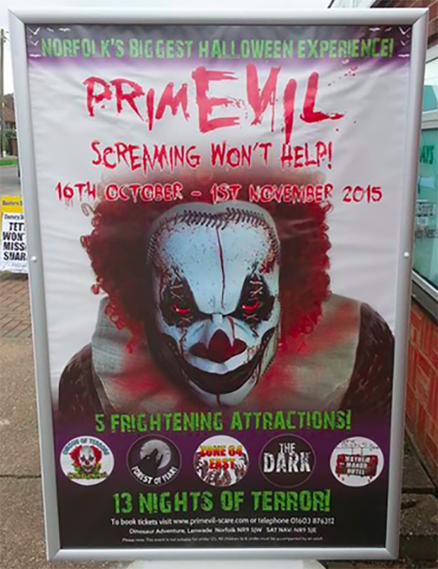 Betiltották a bohócos plakátot, mert túlságosan ijesztő volt