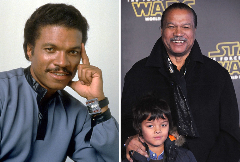 Billy Dee Williams és kisfia az Ébredő erő bemutatóján