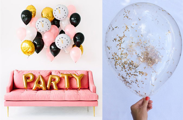 A lufik a dekoráció végeláthatatlan tárházát rejtik: a kerek lufikból órák készíthetőek, a sima ballonokat pedig konfettivel tölthetjük fel.