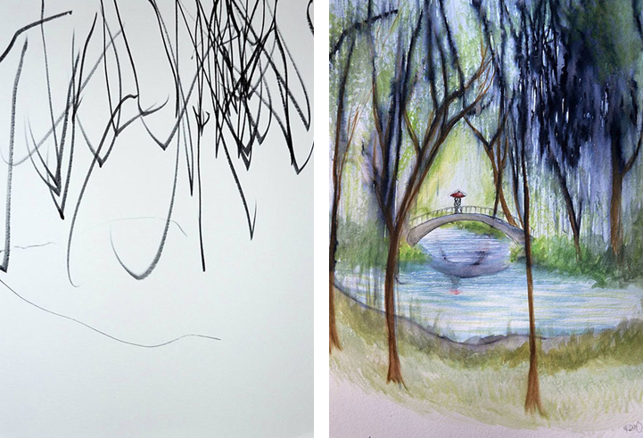 Csodás műalkotásokat készít hároméves gyereke rajzaiból az anyuka