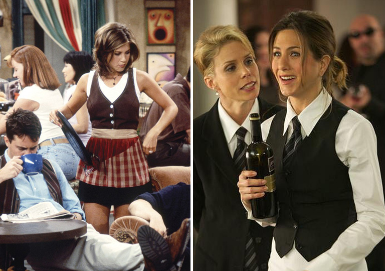 Pincérnő szerepben a Jóbarátokban és a Derült égből Polly c. filmben
