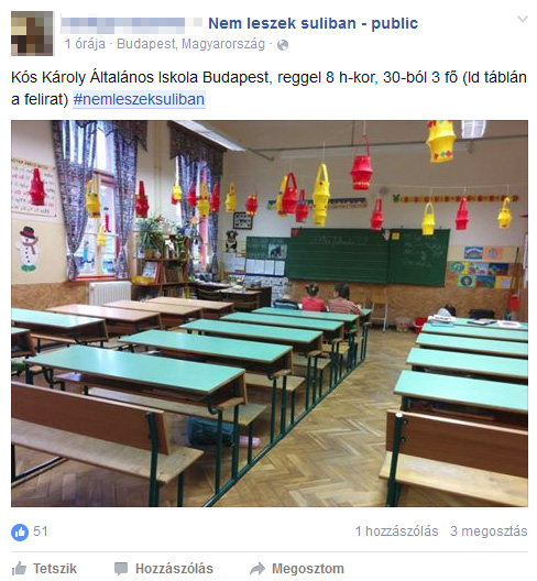 30-ból 3-an mentek ma iskolába a KÓs Károly Általános Iskolában