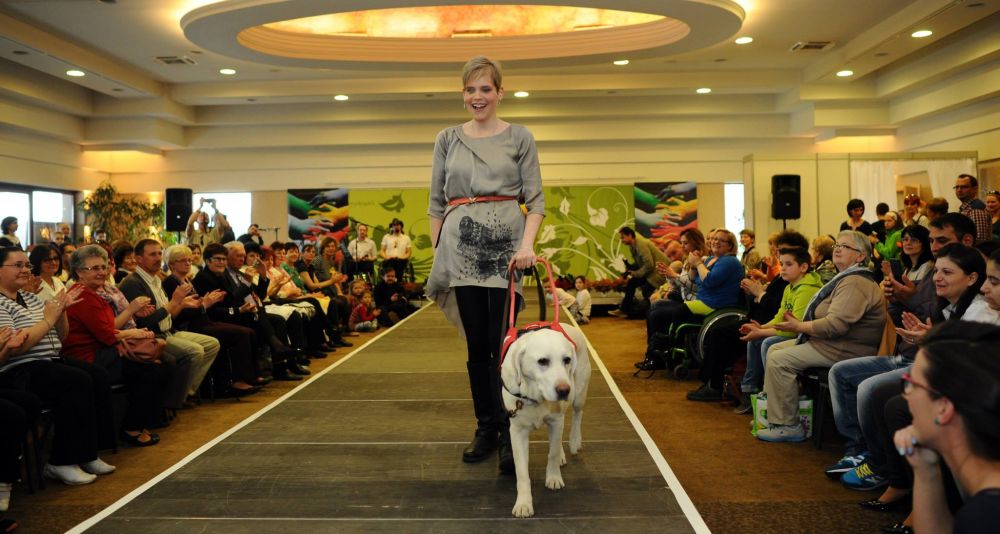 Niki vak. Nemhogy boltba, de még divatbemutatóra is jár a kutyájával, Lilivel. 