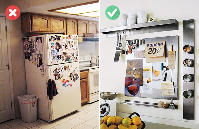 A hűtőre biggyesztett mágnesek rontják a konyha összképét. Ha gyűjtöd a mágneseket, akkor érdemes külön mágnestáblát 