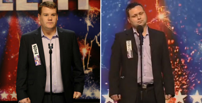 James Corden balra, Paul Potts jobbra