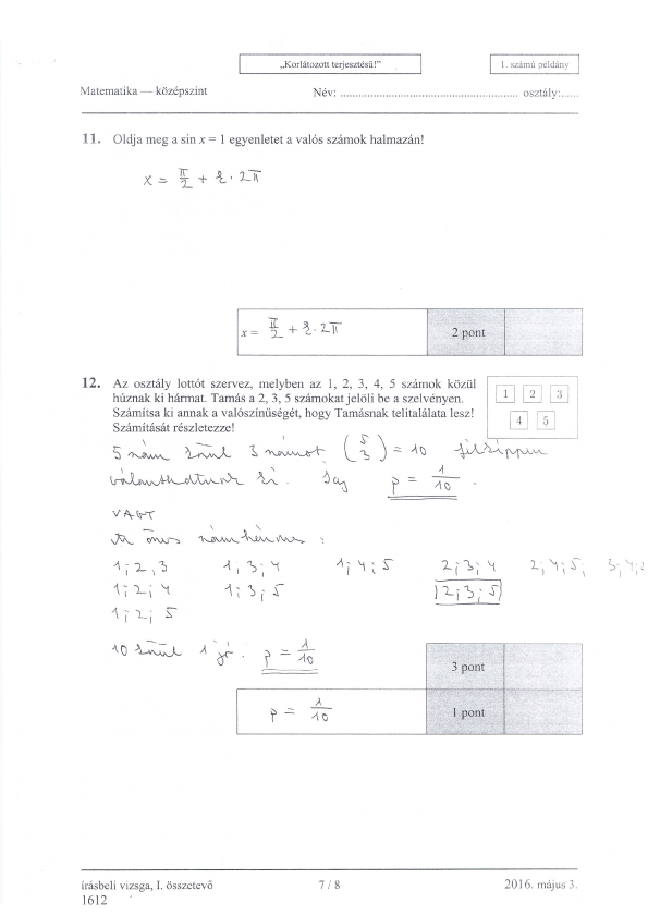 Itt vannak a középszintű matek érettségi megoldásai