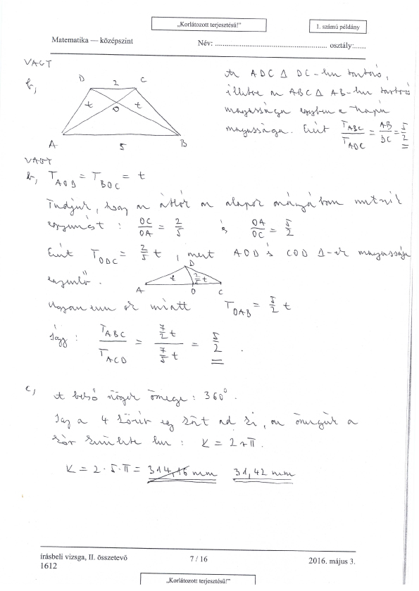 Itt vannak a középszintű matek érettségi megoldásai