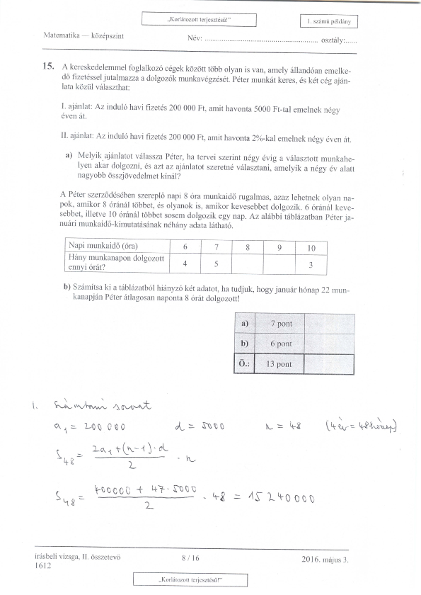 Itt vannak a középszintű matekérettségi megoldásai