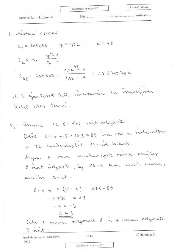 Itt vannak a középszintű matekérettségi megoldásai