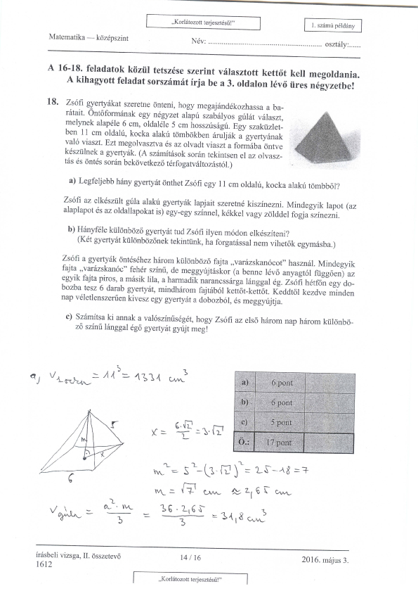 Itt vannak a középszintű matekérettségi megoldásai