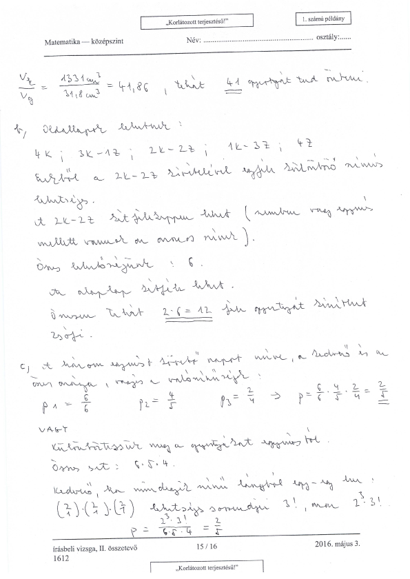 Itt vannak a középszintű matekérettségi megoldásai