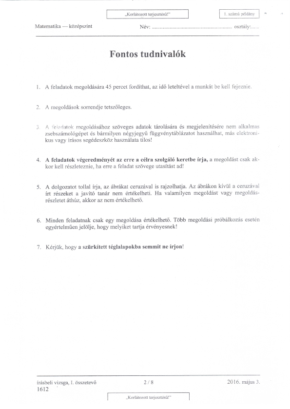 Itt vannak a középszintű matek érettségi megoldásai