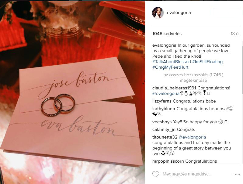 Itt van Eva Longoria esküvői albuma