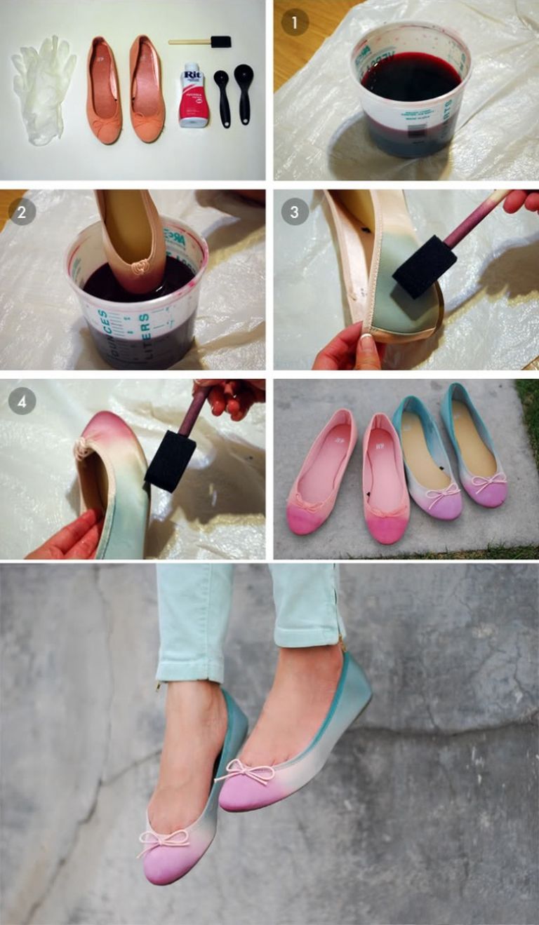 A megunt balerinacipőből egyedi színátmenetes pacskert készíthetünk kis mártogatással