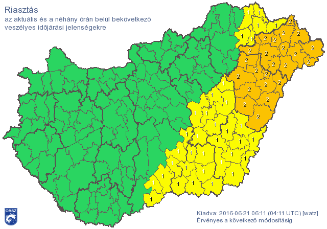 Időjárás: újabb heves viharok, 4 megyére riasztást adtak ki