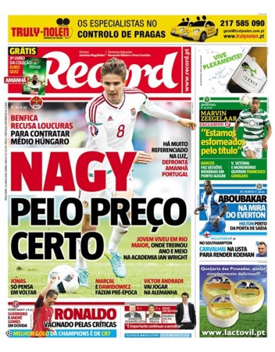 Nagy Ádám a portugál Rcord címlapján