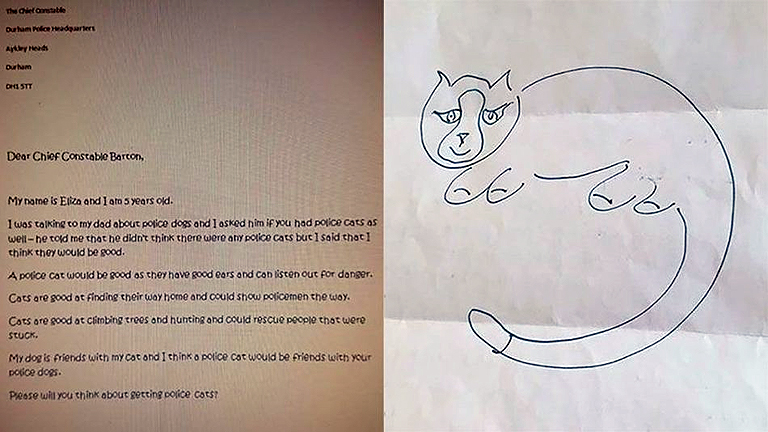 Eliza levele és a rendőrfőnök rajza <3 (Fotó: Durham Constabulary)