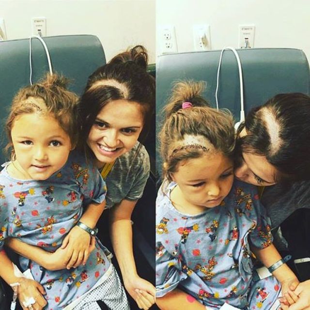 Az anya leborotválta a haját, hogy támogassa agyrákos kislányát