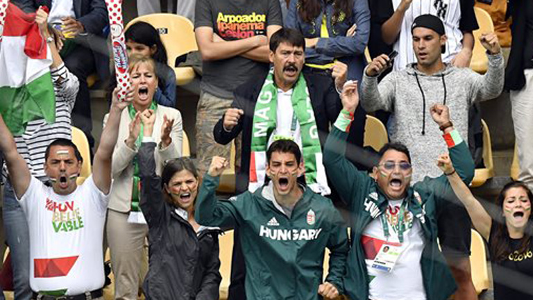 Áder János a magyar-görög mérkőzésen - MTI Fotó: Illyés Tibor