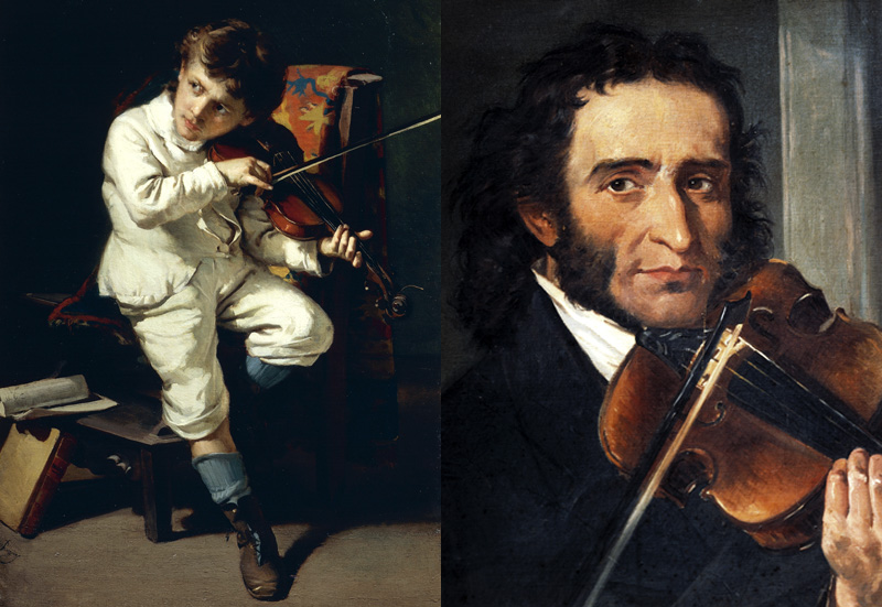 Paganini fiatal és felnőtt korában Giovanni Pezzotta és Andrea Cefaly festményén (Fotó: Getty Images)