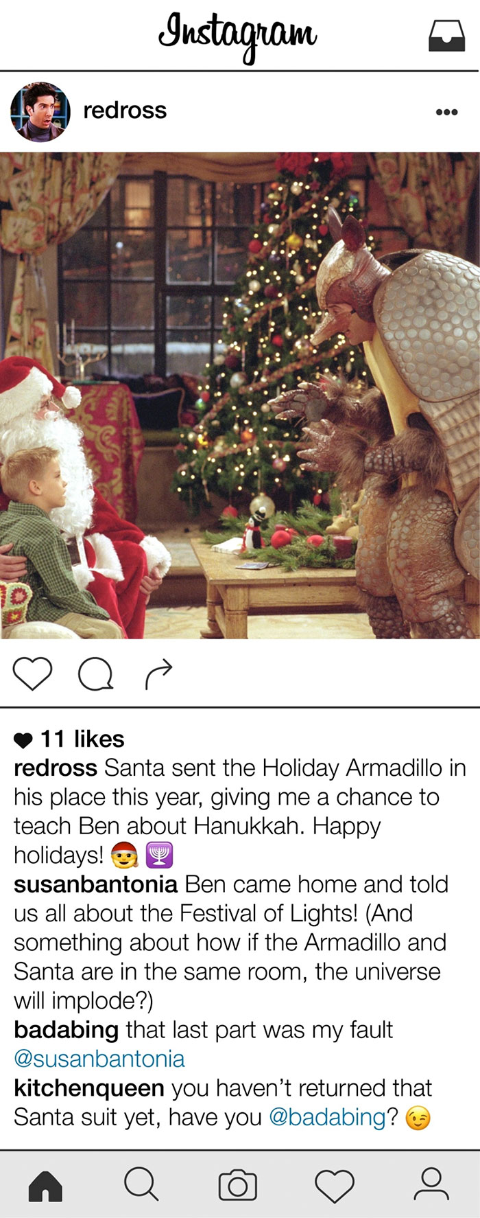 Ilyen lenne Ross Geller instagramja