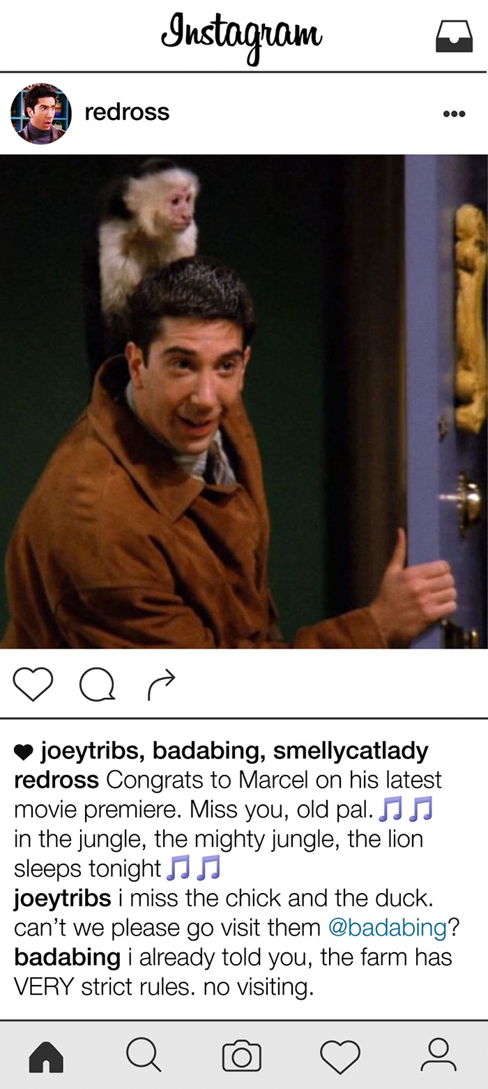 Ilyen lenne Ross Geller instagramja