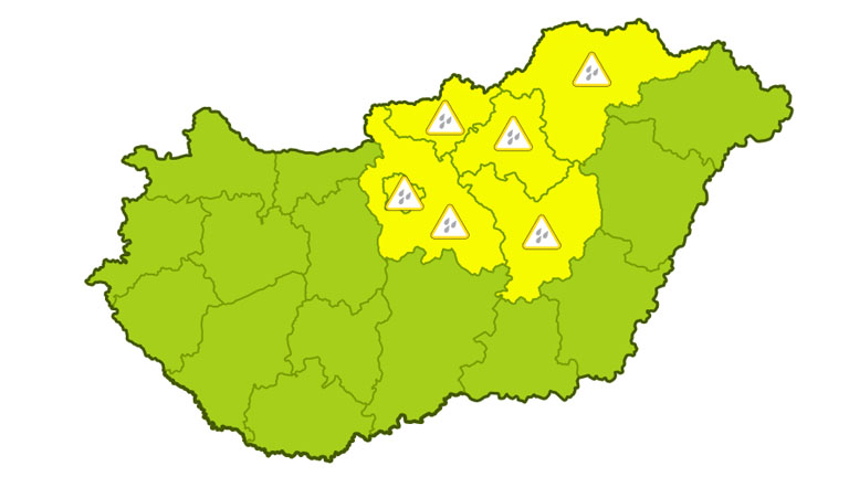 Elsőfokú riasztás az ország több megyéjében a nagymennyiségű eső miatt pénteken - kiderul.hu