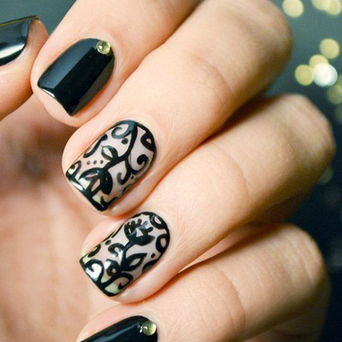9 kreatív, fekete manikűr