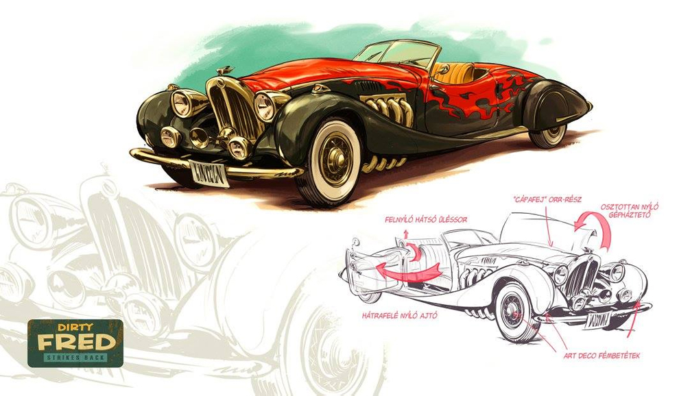 Mr Theo autójának tervei (Kép: Piszkos Fred közbelép/Facebook)