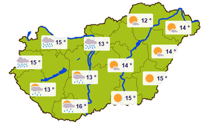 Szombati várható hőmérsékletek - Forrás: kiderul.hu