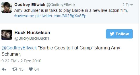 Túlsúlya miatt alázzák Amy Schumert, akit a Barbie filmre kértek fel Túlsúlya miatt alázzák Amy Schumert, akit a Barbie filmre kértek fel