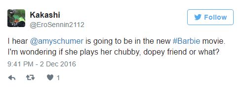 Túlsúlya miatt alázzák Amy Schumert, akit a Barbie filmre kértek fel Túlsúlya miatt alázzák Amy Schumert, akit a Barbie filmre kértek fel