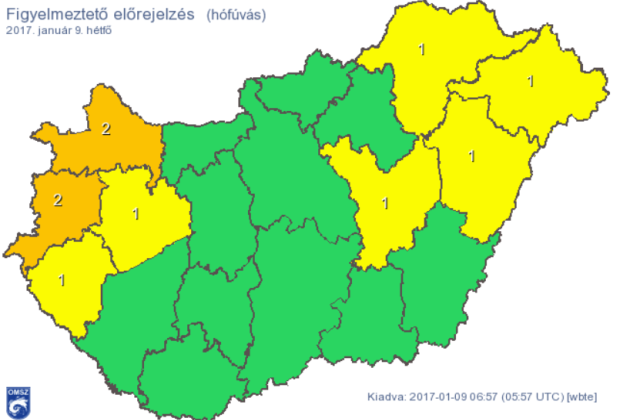 A hófúvás miatt több megyére adták ki a riasztást
