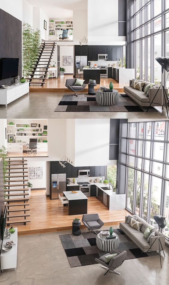 A nagy és sok ablak miatt kellő fényárban úsznak ezek a nagy terek.