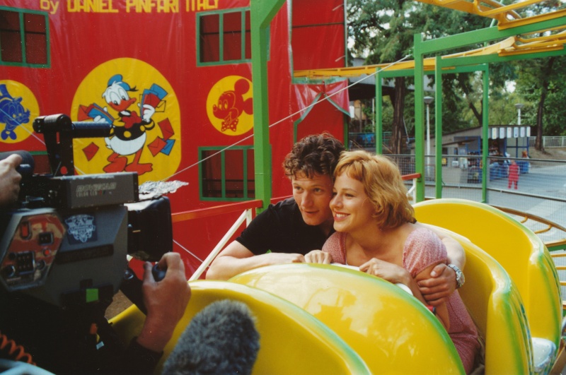 Ónodi Eszter és Stohl András a Meseautó forgatásán