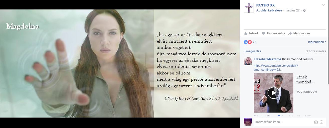 Tóth Gabi csodaszép Mária Magdolnaként