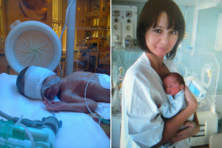 Márk 700 grammosan (balra) és először kézben (jobbra)