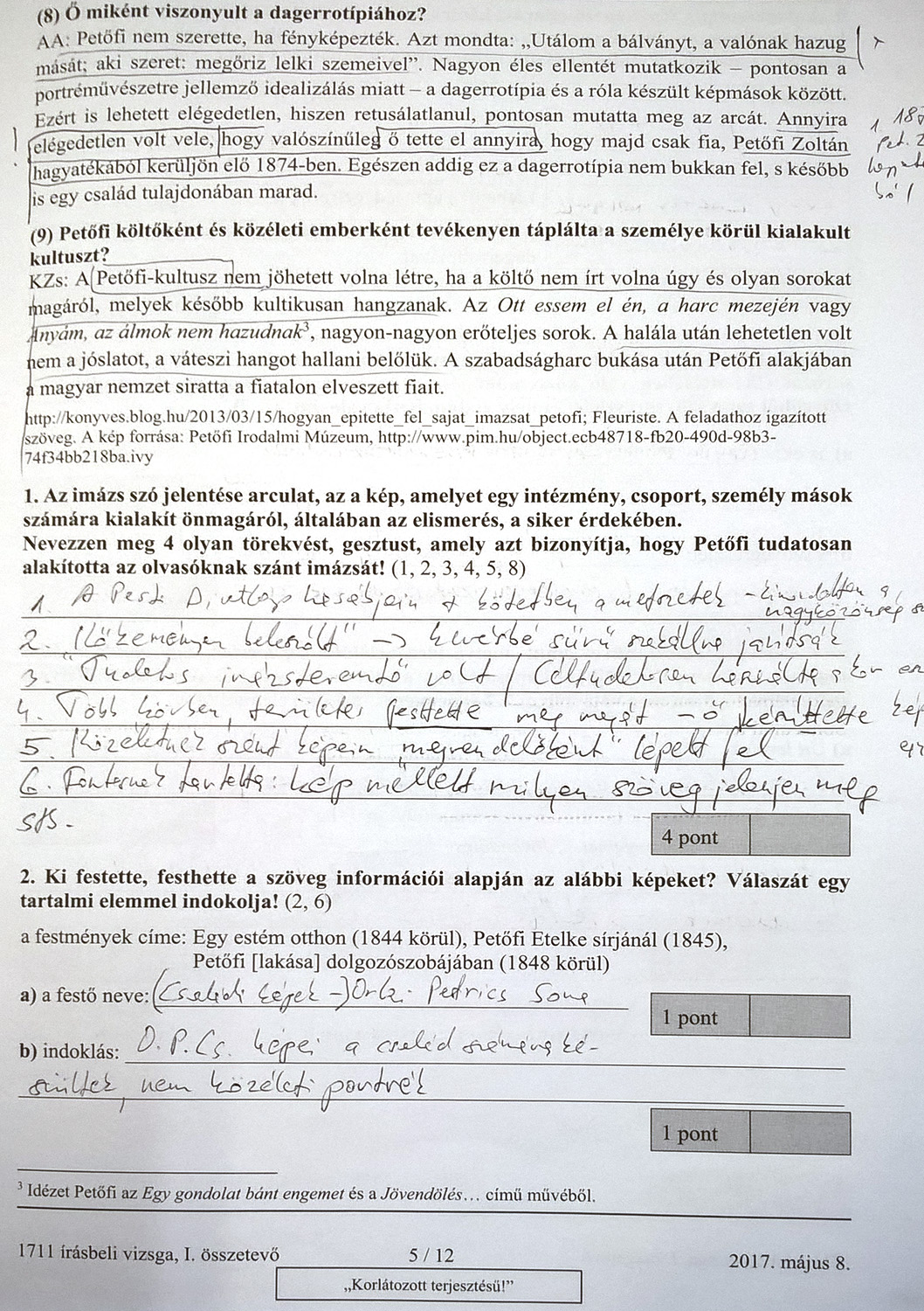 A magyar középszintű érettségi részleges megoldásai, és egy gyakorló szaktanár értékelése