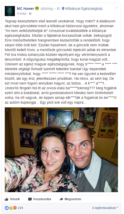 Lánya elvesztett magzata miatt dühöng MC Hawer Lánya elvesztett magzata miatt dühöng MC Hawer