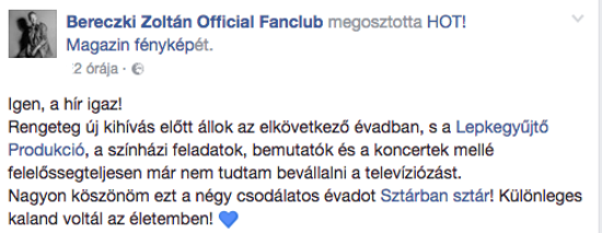 Bereczki Zoltán a visszavonulásaát megindokolta Bereczki Zoltán a visszavonulásaát megindokolta