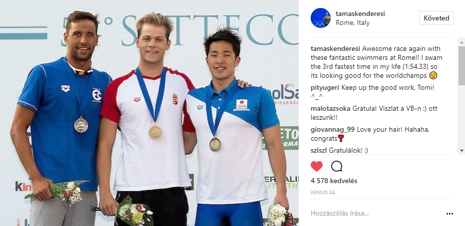 A legutóbbi versenyen a dobogó legfelső fokán állhatott