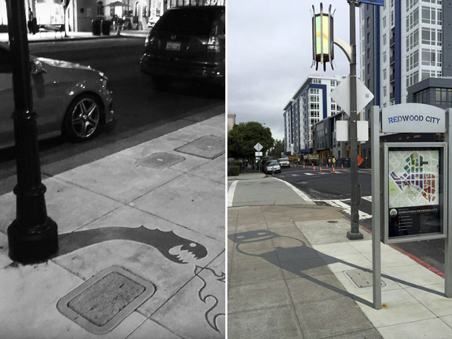 Hamis árnyékokkal hozza zavarba a járókelőket, egy kaliforniai művész