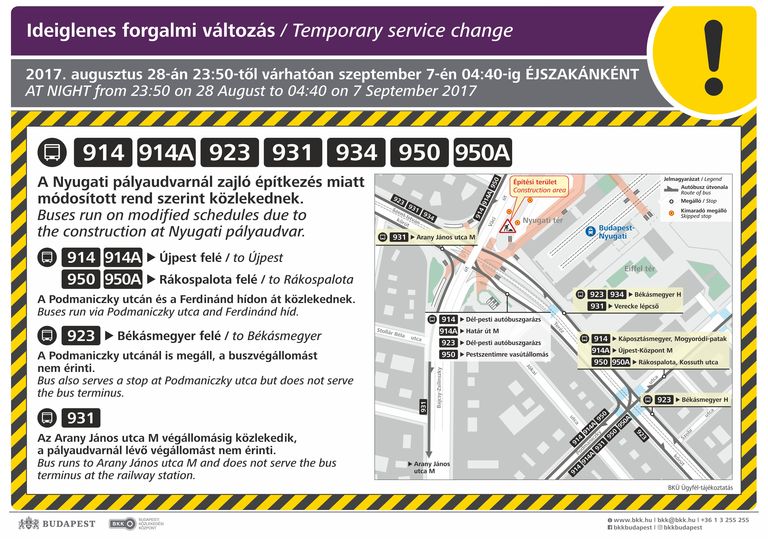 Bontják a Nyugati téri gyalogos felüljárót, tíz napra megváltozik a forgalmi rend