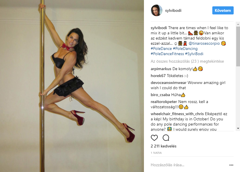 Szexi: Bódi Sylvi egy szál melltartóban rúdtáncol