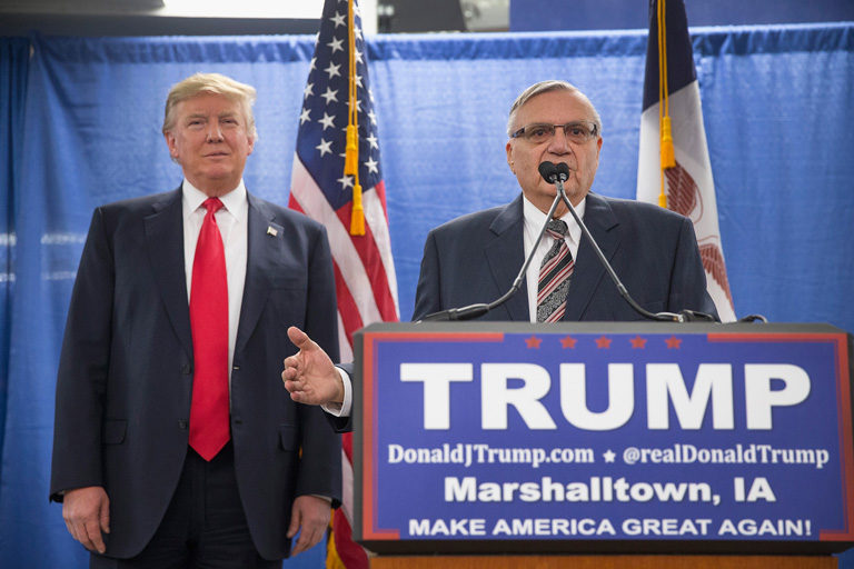 Arpaio Trump választási gyűlésein is gyakori vendég volt (Fotó: Getty Images)