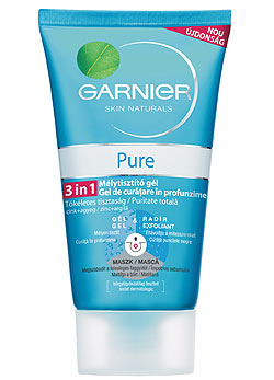 Garnier Pure 3in1 mélytisztító gél, amit arclemosóként, arcradírként és pakolásként is használhatsz