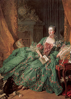 Francois Boucher: Madame Pompadour portréja, 1756 - A szép ruha és a pompás frizura jól leplezi, hogy a nő valójában nem szép