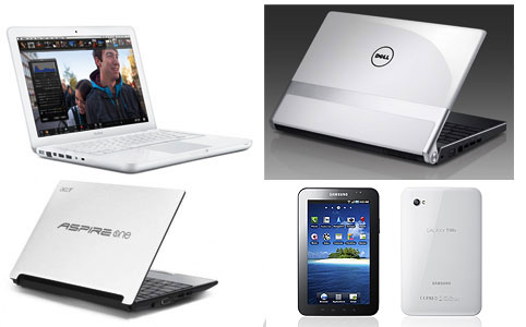 Képalá: Apple MacBook, Dell Studio XPS 13, Acer Aspire One 533, Samsung Galaxy Tab